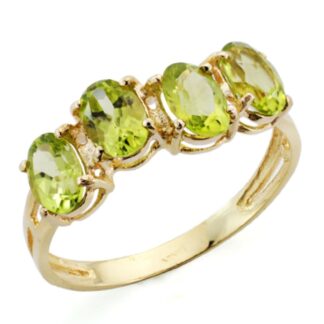 Sortija Oro Amarillo Olivina Natural Oval 6X4 Mm Total 1,88 Qts