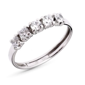 Sortija Quintillo Oro Blanco Con Circonitas En Garras De 3 Mm
