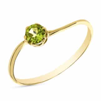 Solitario Oro Amarillo Olivina Natural 0,290 Qts. Ancho: 4 Mm