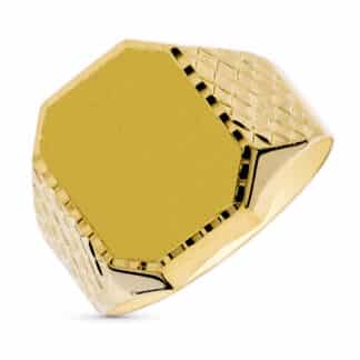 Sello Oro Amarillo Caballero Octogonal Tallado 15X12 Mm
