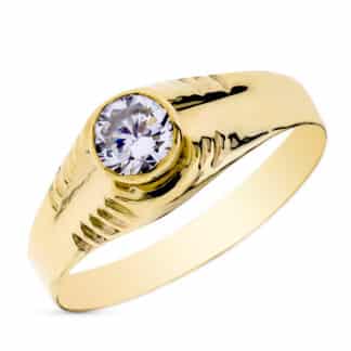 Solitario Oro Amarillo Cadete Con Circonita De 4 Mm. Ancho: 7 Mm