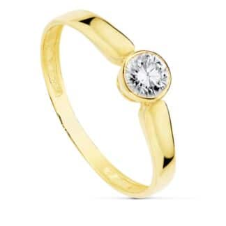 Solitario Oro Amarillo Con Circonita En Bocel 3 Mm