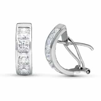 Pendientes Oro Blanco Circonita 20X5 Mm Cierre Omega
