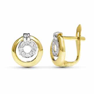 Pendientes Oro Bicolor Circonita 11X10 Mm Cierre Catalan