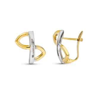 Pendientes Oro Bicolor Circonita Comunion 14X13 Mm Catalan