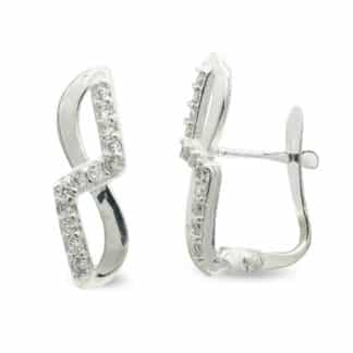Pendientes Oro Blanco Con Circonita 16X5 Mm Cierre Catalan