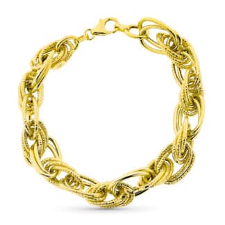 Pulsera Oro Amarillo Eslabones Triples. 19Cm