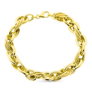 Pulsera Oro Amarillo Triple Eslabon. 20Cm