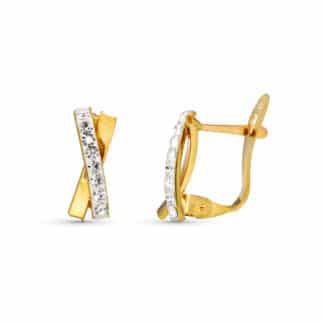 Pendientes Oro Amarillo Bandas Piedras 11X4 Mm Cierre Catalan