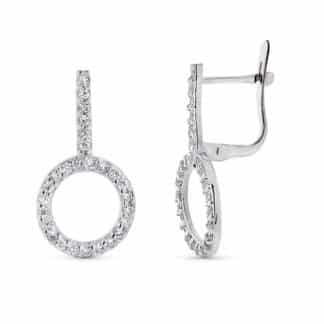 Pendientes Oro Blanco Doble Cuerpo Circulo Catalan 22X11 Mm