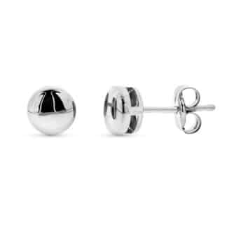 Pendientes Oro Blanco Chaton Liso Redondo 5.5 Mm Cierre Presion