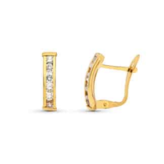 Pendientes Oro Amarillo Bandas Con Carril De Circonita 14X3 Mm Catalan