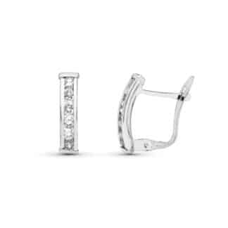 Pendientes Oro Blanco Bandas Con Carril De Circonita 14X3 Mm Catalan