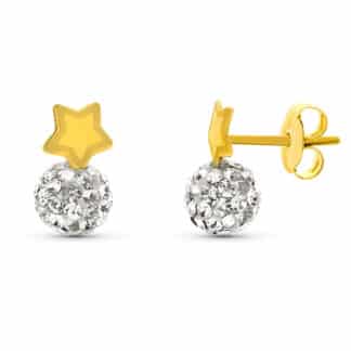 Pendientes Oro Amarillo Bola Circonita 5Mm Total 10X5 Mm Presion