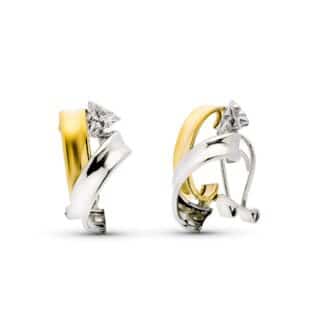 Pendientes Oro Bicolor Blanco Y Amarillo O Blanco Y Rosa 20X12 Mm Cierre Omega