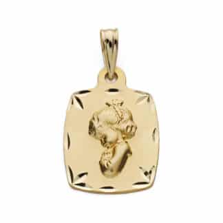 Medalla Oro Amarillo Virgen Niña Rezando 19X13 Mm