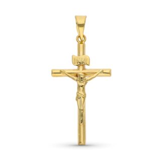 Colgante Cruz Con Cristo Estampado. Medida: 24 X 14 Mm. Tubo 2 Mm