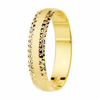 Alianza Oro Amarillo Mate Y Bordes Diamantados Ancho 4 Mm Grosor 0.8 Mm