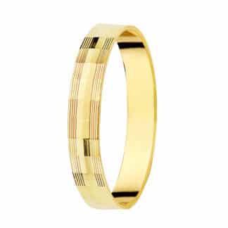 Alianza Oro Amarillo Tallada. Ancho 3 Mm Grosor 1 Mm
