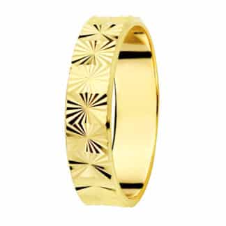 Alianza  De Matrimonio Oro Amarillo Tallada  Ancho 4 Mm Grosor 1 Mm