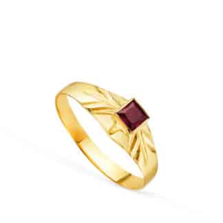 Solitario Oro Amarillo PequeñO Bebe O MeñIque Circonita Roja Cuadrada 3Mm