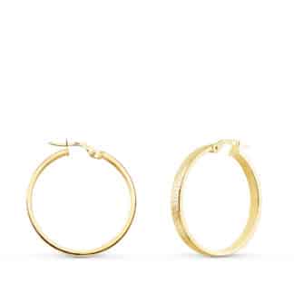 Aros Oro Amarillo Huecos Con Greca 28 Mm Tubo Rectangular 3 Mm X 1.2 Mm