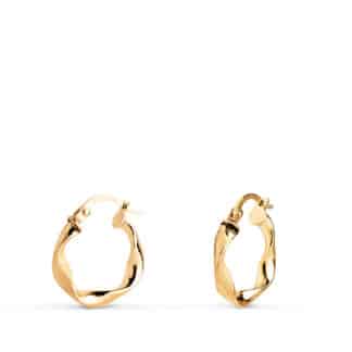 Aros Oro Amarillo Huecos Retorcidos Mate Y Brillo 15 X 2,5 Mm