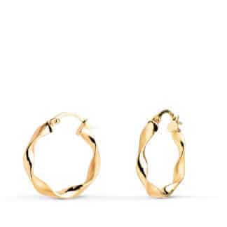 Aros Oro Amarillo Huecos Retorcidos Mate Y Brillo 20 X 2,5 Mm