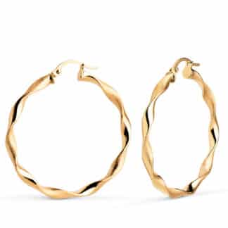 Aros Oro Amarillo Huecos Retorcidos Mate Y Brillo 35 X 2,75 Mm