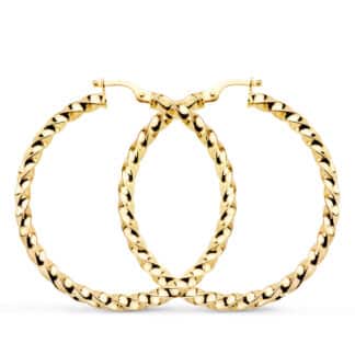 Aros Oro Amarillo Huecos Reliados Brillo 36X3 Mm