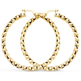 Aros Oro Amarillo Huecos Reliados Brillo 41X3 Mm