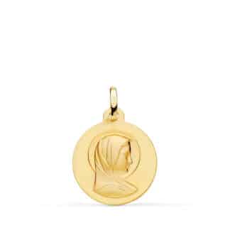Medalla Oro Amarillo Maria Francesa Perfil Matizada 16 Mm