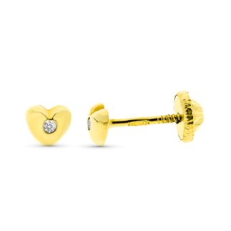 Pendientes Oro Amarillo Corazon Diamantes 0.016 Cts Si-H 4 Mm Tuerca
