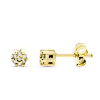 Pendientes Oro Amarillo Cuajo Diamantes 0.07 Cts Si-H Tuerca