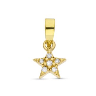 Colgante Minimal Oro Amarillo Estrella Diamantes 0.033 Cts 6 Mm