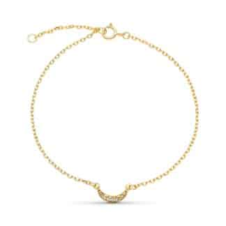 Pulsera Oro Amarillo 16Cm Extension 18Xm Luna Diamantes 8X4 Mm 0.034 Cts