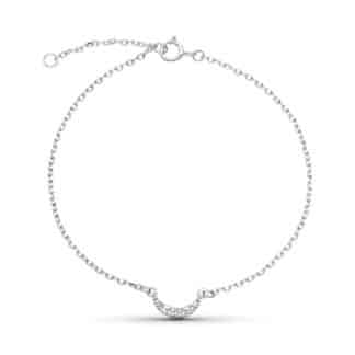Pulsera Oro Blanco Luna Diamantes 0.034 Cts 18Cm Reduccion A 16Cm