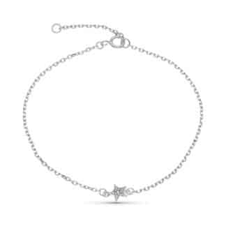 Pulsera Oro Blanco Estrella Diamantes 0.033 Cts 18Cm Reduccion 16Cm