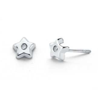 Pendientes Oro Blanco Diamantes 0.02Cts Tuerca Si-H
