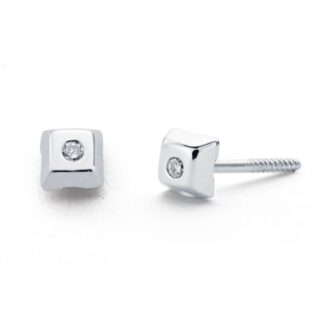 Pendientes Oro Blanco Diamantes 0.02Cts Tuerca Si-H