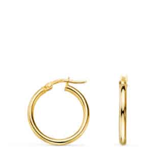Aros Oro Amarillo Huecos Redondos Tubo Redondo 18 Mm. Grosor 2 Mm
