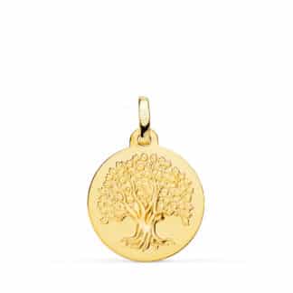 Medalla Oro Amarillo Arbol De La Vida Matizada 18 Mm