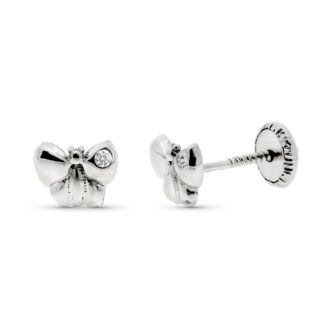 Pendientes Oro Blanco Flor Diamantes 0.016 Cts Si-H 6X5 Mm Tuerca