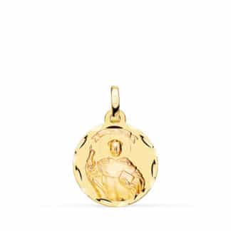 Medalla Oro Amarillo San Vicente Ferrer Tallada 16 Mm