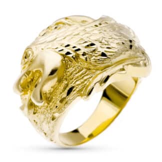 Sello Oro Amarillo Caballero Tallado Dragon Ancho 22 Mm