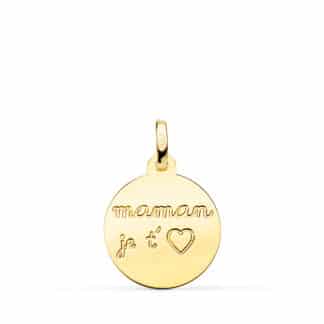 Colgante Disco Oro Amarillo Liso En Brillo 16 Mm Mamam