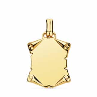 Placa Chapa Colgante Pergamino Oro Amarillo Liso Brillo Papiro. 22X20 Mm