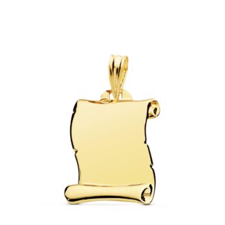 Placa Chapa Colgante Pergamino Oro Amarillo Liso Brillo 18X14 Mm
