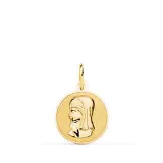 Medalla Oro Amarillo Virgen Ni�A En Brillo 14 Mm