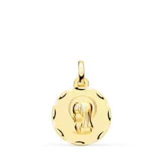 Medalla Oro Amarillo Virgen Niña Tallada 16 Mm